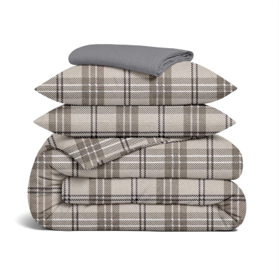 Сімейний комплект фланель з простирадлом на резинці SAND TARTAN CS1