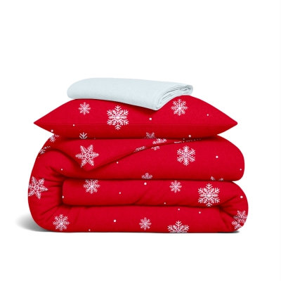 Дитяча постільна білизна фланель в ліжечко SNOWFLAKES CRANBERRY