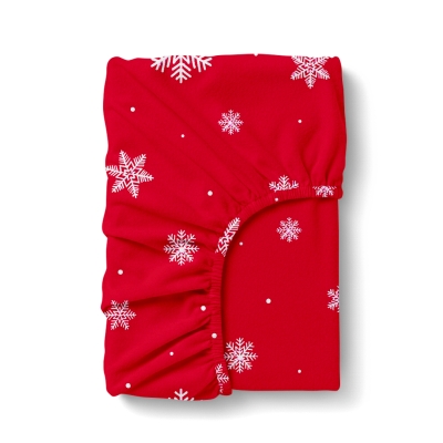 Простирадло на резинці фланель 180х200 SNOWFLAKES CRANBERRY