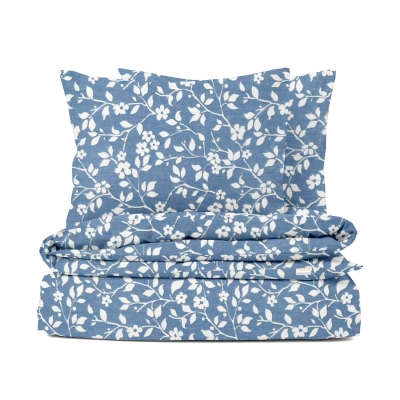 Євро постіль без простирадла FLOWERS WHITE BLUE