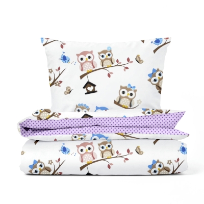 Дитяча постіль без простирадла OWL BEIGE FIO DOTS