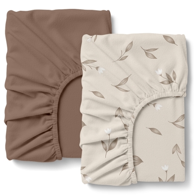 Набір простирадло на резинці фланель 160х200 BEIGE FLORAL