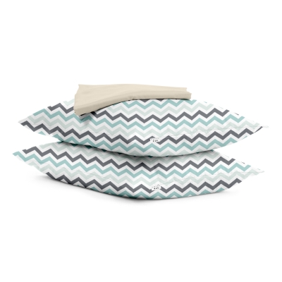 Набір наволочки і простирадло BEIGE ZIGZAG MINT GREY
