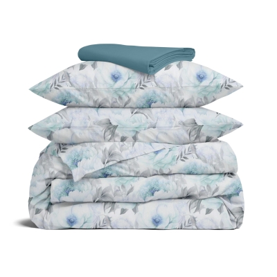 Сімейна постільна білизна з простирадлом на резинці SOFT PEONY CS1