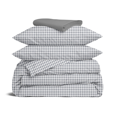 Двоспальна постільна білизна з простирадлом на резинці HOUNDSTOOTH CS6