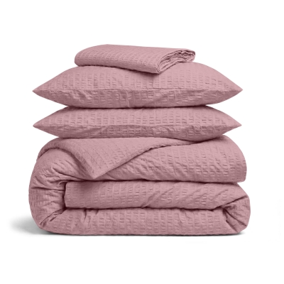 Сімейна преміум постільн з текстурованої бавовни з простирадлом на резинці LILAC
