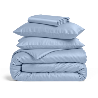 Двоспальна постільна білизна сатин з простирадлом на резинці WAVE CS1