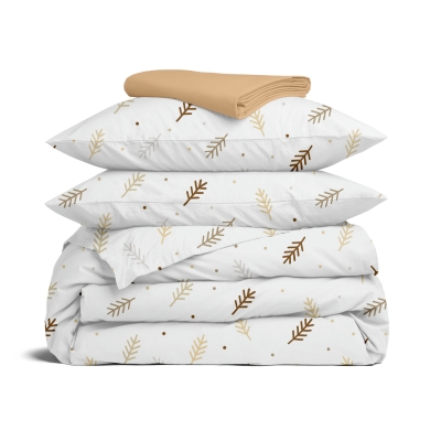 Полуторна постільна білизна з простирадлом на резинці AUTUMN BRANCHES