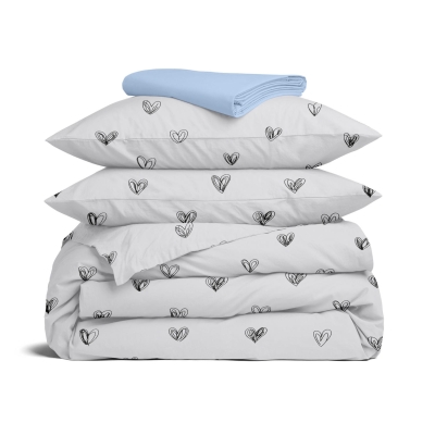 Полуторна постільна білизна з простирадлом на резинці CALM LOVE CS2