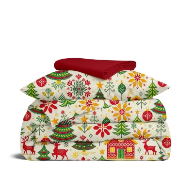Підліткова постільна білизна з простирадлом на резинці CHRISTMAS CS6