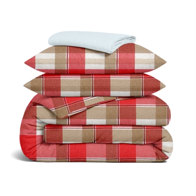 Сімейний комплект фланель з простирадлом на резинці BERRY TARTAN CS2