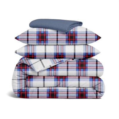 Двоспальна постільна білизна фланель з простирадлом на резинці SCOTTISH CHARM CS2