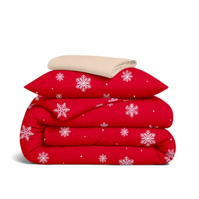 Дитяча постільна білизна фланель в ліжечко SNOWFLAKES CRANBERRY CS1