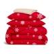 Сімейний комплект фланель з простирадлом на резинці SNOWFLAKES CRANBERRY CS5