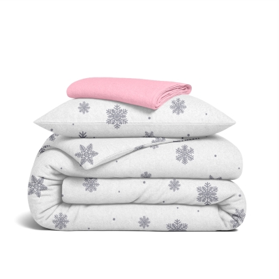 Дитяча постільна білизна фланель в ліжечко SNOWFLAKES SILVER CS4