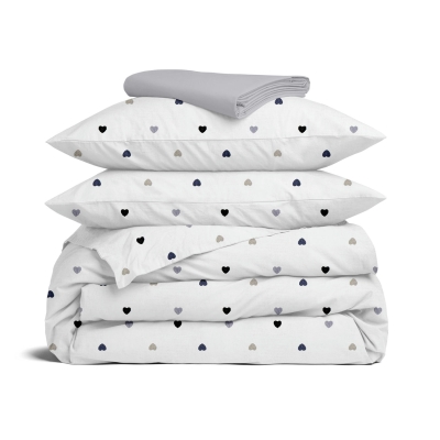 Двоспальна постільна білизна з простирадлом на резинці LOVE CS2