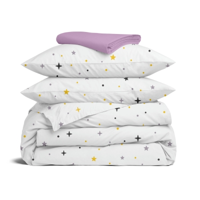 Двоспальна постільна білизна з простирадлом на резинці MIDNIGHT STARS CS5