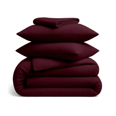 Полуторна постільна білизна муслін з простирадлом на резинці RUBY