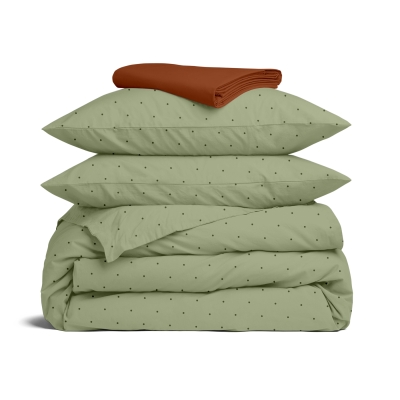 Двоспальна постільна білизна з простирадлом на резинці OLIVE CS9