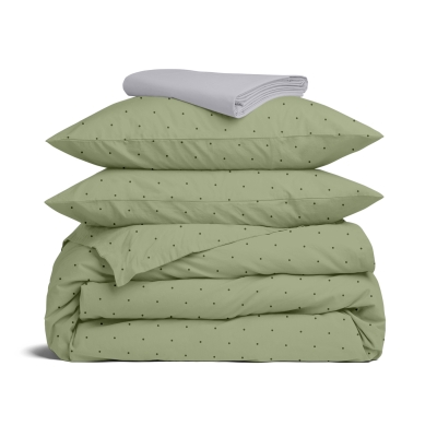 Полуторна постільна білизна з простирадлом на резинці OLIVE CS4