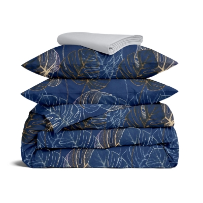 Сімейна постільна білизна сатин з простирадлом на резинці TROPICAL NIGHT CS5