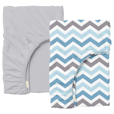Набір простирадло на резинці 140х200 GREY / BLUE ZIGZAG