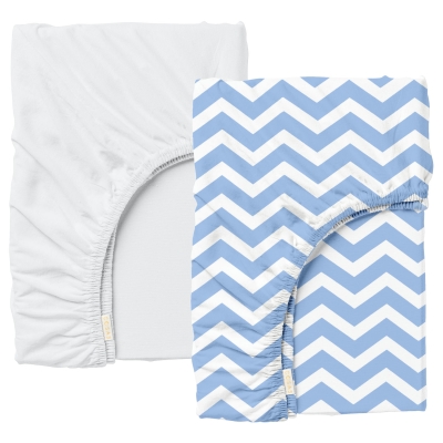 Набір простирадло на резинці 90х200 WHITE / ZIGZAG LBLUE