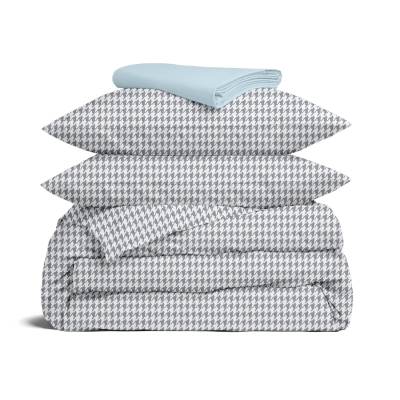 Двоспальна постільна білизна з простирадлом на резинці HOUNDSTOOTH CS7