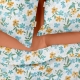 Євро постільна білизна з простирадлом на резинці MINT FLOWERS CS3