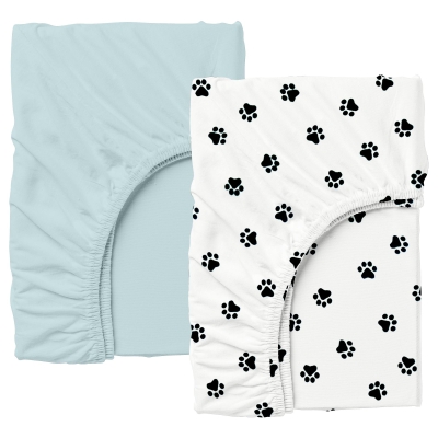 Набір простирадло на резинці 90х200 LIGHT BLUE / PAWS