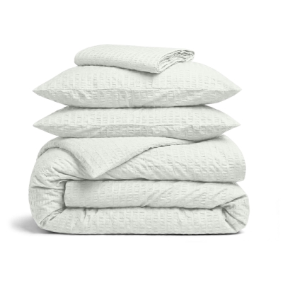 Євро постільна білизна з текстурованої бавовни з простирадлом на резинці SNOW CS1