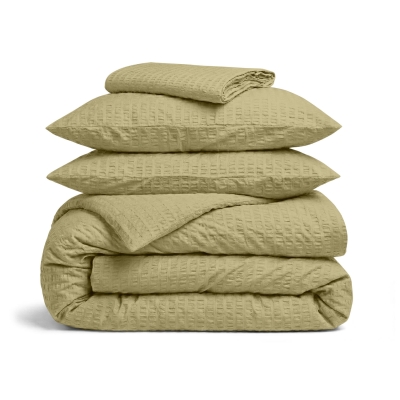 Сімейна преміум постільн з текстурованої бавовни з простирадлом на резинці OLIVE