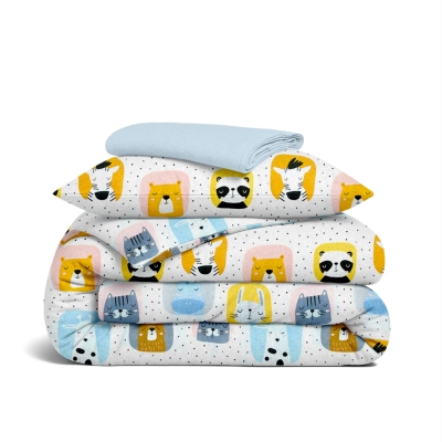 Дитяча постільна білизна фланель в ліжечко ANIMALS COLOR CS5