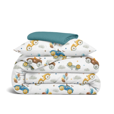 Підліткова постільна білизна фланель з простирадлом на резинці RACING CARS CS2