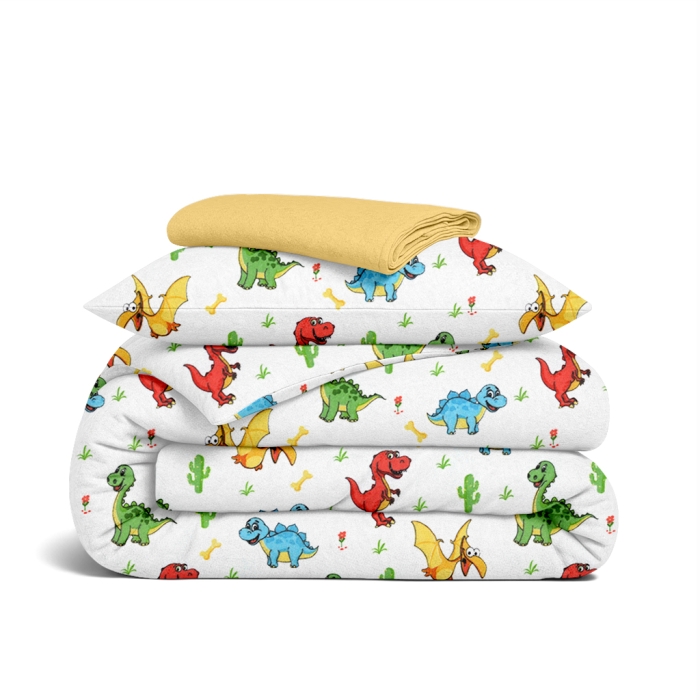 Дитяча постільна білизна фланель в ліжечко COLORFUL DINO CS2