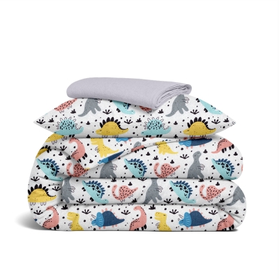 Підліткова постільна білизна фланель з простирадлом на резинці FUNNY DINO CS1