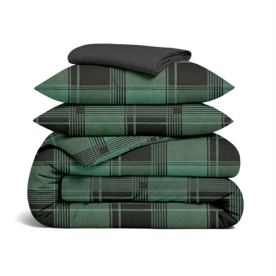 Сімейний комплект фланель з простирадлом на резинці FOREST TARTAN CS2
