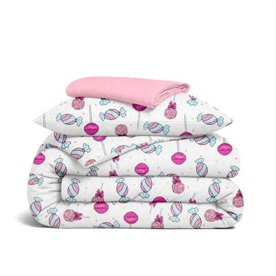 Підліткова постільна білизна фланель з простирадлом на резинці LOLLIPOPS