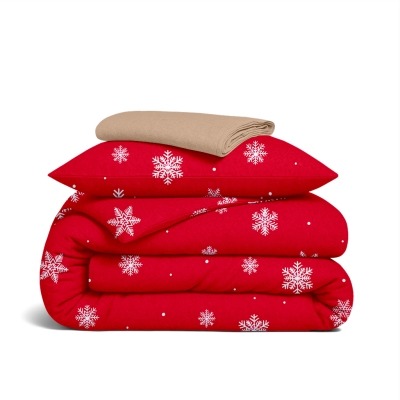 Дитяча постільна білизна фланель в ліжечко SNOWFLAKES CRANBERRY CS2