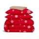 Сімейний комплект фланель з простирадлом на резинці SNOWFLAKES CRANBERRY CS6