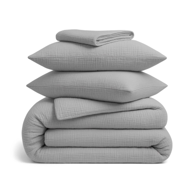 Сімейна преміум постільна білизна муслін з простирадлом на резинці GRAPHITE