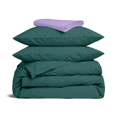 Полуторна постільна білизна з простирадлом на резинці PETROL CS3