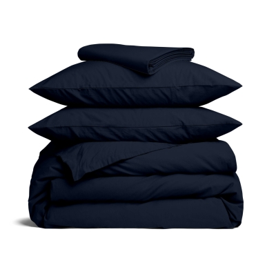 Двоспальна постільна білизна з простирадлом на резинці MIDNIGHT BLUE