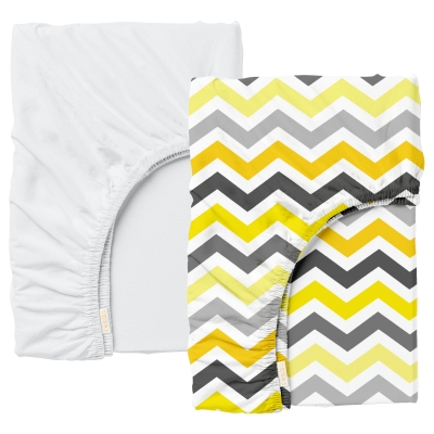 Набір простирадло на резинці 90х200 WHITE / YELLOW ZIGZAG