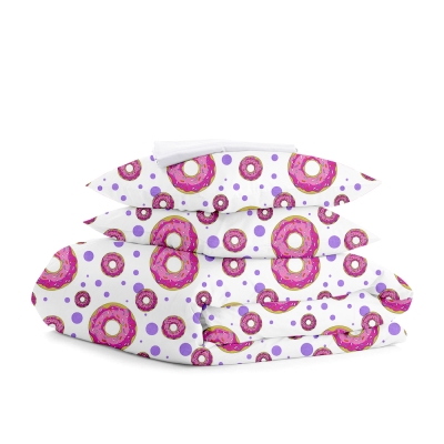Сімейна постільна білизна з простирадлом на резинці SWEET DONUT WHITE