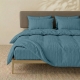 Двоспальна постільна білизна з текстурованої бавовни з простирадлом на резинці AZURE