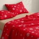Сімейний комплект фланель з простирадлом на резинці SNOWFLAKES CRANBERRY CS6