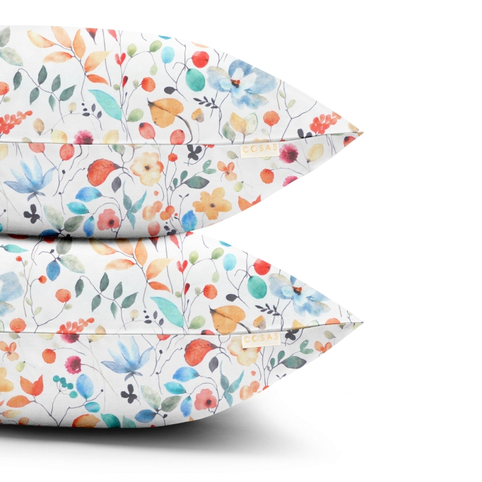 Євро постільна білизна з простирадлом на резинці AQUARELLE FLOWERS CS4