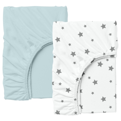 Набір простирадло на резинці 140х200 LIGHT BLUE / GREY STARS