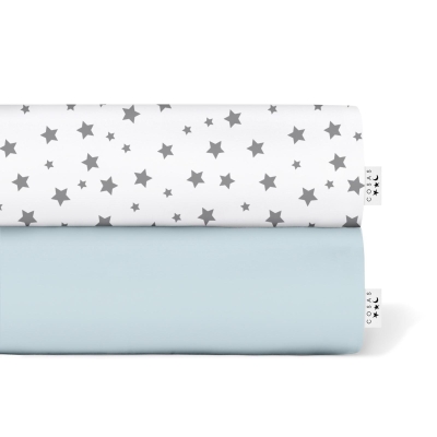 Набір простирадло на резинці 90х200 LIGHT BLUE / GREY STARS